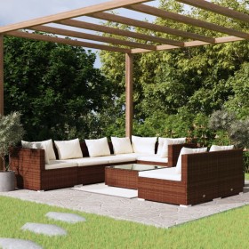 8-teiliges Gartenmöbel-Set und braune synthetische Rattankissen von vidaXL, Gartensets - Ref: Foro24-3102394, Preis: 727,43 €...