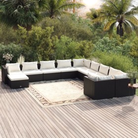 Garden furniture set 11 pieces with black synthetic rattan cushions by vidaXL, Garden sets - Ref: Foro24-3102703, Price: 895,...