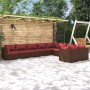 9-teiliges Gartenmöbel-Set und braune synthetische Rattankissen von vidaXL, Gartensets - Ref: Foro24-3102763, Preis: 1,00 €, ...