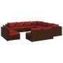 Set de muebles de jardín 11 pzas cojines ratán sintético marrón de vidaXL, Conjuntos de jardín - Ref: Foro24-3102827, Precio:...