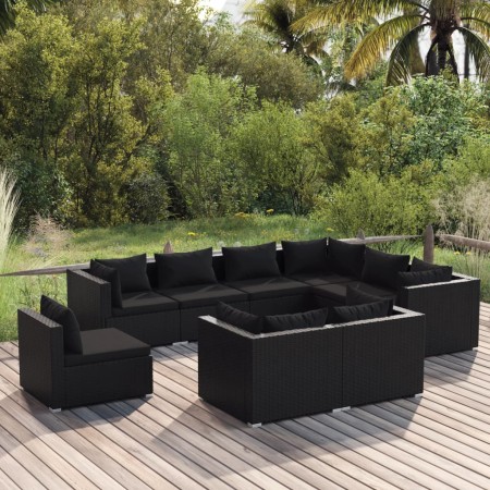 9-piece garden furniture set and black synthetic rattan cushions by vidaXL, Garden sets - Ref: Foro24-3102640, Price: 846,99 ...