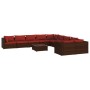 Set muebles de jardín 11 piezas cojines ratán sintético marrón de vidaXL, Conjuntos de jardín - Ref: Foro24-3102803, Precio: ...