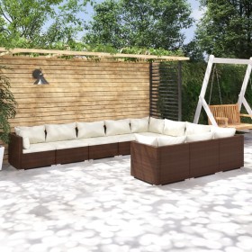 Gartenmöbel-Set 10-teilig und braune synthetische Rattankissen von vidaXL, Gartensets - Ref: Foro24-3102778, Preis: 960,99 €,...