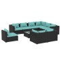 10-piece garden furniture set and black synthetic rattan cushions by vidaXL, Garden sets - Ref: Foro24-3102649, Price: 848,99...