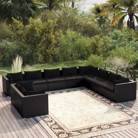 Garden furniture set 10 pieces black synthetic rattan cushions by vidaXL, Garden sets - Ref: Foro24-3102512, Price: 1,00 €, D...