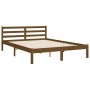 Estructura cama y cabecero madera maciza marrón miel 140x200 cm de vidaXL, Camas y somieres - Ref: Foro24-3194184, Precio: 17...