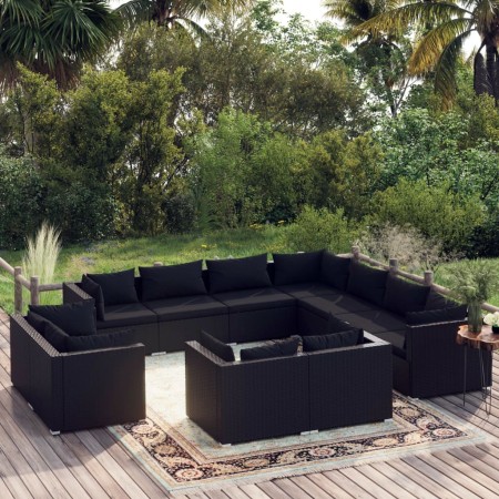 Gartenmöbel-Set 11 Stück synthetische Rattan-Kissen schwarz von vidaXL, Gartensets - Ref: Foro24-3102872, Preis: 1,00 €, Raba...