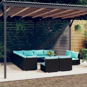 Garden furniture set 12 pieces black synthetic rattan cushions by vidaXL, Garden sets - Ref: Foro24-3102833, Price: 1,00 €, D...