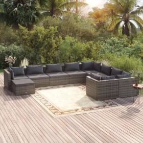 10-teiliges Gartenmöbel-Set und graue synthetische Rattankissen von vidaXL, Gartensets - Ref: Foro24-3102685, Preis: 975,99 €...