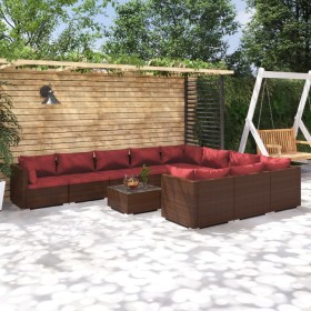 Garden furniture set 11 pieces with brown synthetic rattan cushions by vidaXL, Garden sets - Ref: Foro24-3102787, Price: 1,00...