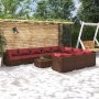 Gartenmöbelset 11-teilig mit braunen synthetischen Rattankissen von vidaXL, Gartensets - Ref: Foro24-3102787, Preis: 1,00 €, ...