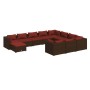 Set muebles de jardín 11 pzas y cojines ratán sintético marrón de vidaXL, Conjuntos de jardín - Ref: Foro24-3102699, Precio: ...