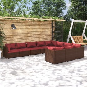 Garden furniture set 10 pieces with brown synthetic rattan cushions by vidaXL, Garden sets - Ref: Foro24-3102779, Price: 1,00...