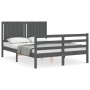 Estructura de cama con cabecero madera maciza gris 140x200 cm de vidaXL, Camas y somieres - Ref: Foro24-3194768, Precio: 177,...