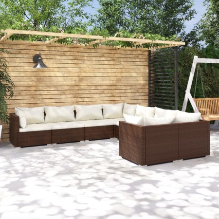 8-teiliges Gartenmöbel-Set und braune synthetische Rattankissen von vidaXL, Gartensets - Ref: Foro24-3102754, Preis: 743,05 €...