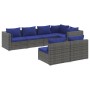 Set de muebles de jardín 7 pzas y cojines ratán sintético gris de vidaXL, Conjuntos de jardín - Ref: Foro24-3102390, Precio: ...