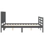 Gray solid wood bed frame with headboard 140x200 cm by vidaXL, Beds and slatted bases - Ref: Foro24-3194768, Price: 177,28 €,...