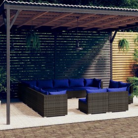 Garden furniture set 13 pieces and gray synthetic rattan cushions by vidaXL, Garden sets - Ref: Foro24-3102862, Price: 907,99...