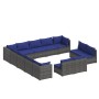 Set muebles de jardín 13 piezas y cojines ratán sintético gris de vidaXL, Conjuntos de jardín - Ref: Foro24-3102862, Precio: ...