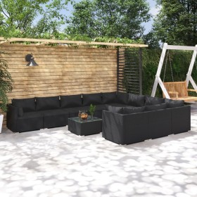 Gartenmöbel-Set 11-teilig, schwarze Kissen aus synthetischem Rattan von vidaXL, Gartensets - Ref: Foro24-3102784, Preis: 1,00...