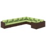 Set muebles de jardín 9 piezas y cojines ratán sintético marrón de vidaXL, Conjuntos de jardín - Ref: Foro24-3102764, Precio:...