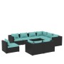 Set de muebles de jardín 9 pzas y cojines ratán sintético negro de vidaXL, Conjuntos de jardín - Ref: Foro24-3102641, Precio:...