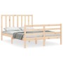 Bed frame with solid wood headboard 120x200 cm by vidaXL, Beds and slatted bases - Ref: Foro24-3193786, Price: 115,81 €, Disc...