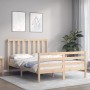 Bed frame with solid wood headboard 120x200 cm by vidaXL, Beds and slatted bases - Ref: Foro24-3193786, Price: 115,81 €, Disc...