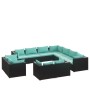 Set de muebles de jardín 11 pzas cojines ratán sintético negro de vidaXL, Conjuntos de jardín - Ref: Foro24-3102873, Precio: ...