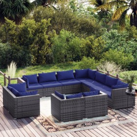 11-teiliges Gartenmöbel-Set und graue synthetische Rattankissen von vidaXL, Gartensets - Ref: Foro24-3102878, Preis: 937,67 €...