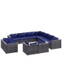 11-teiliges Gartenmöbel-Set und graue synthetische Rattankissen von vidaXL, Gartensets - Ref: Foro24-3102878, Preis: 937,67 €...