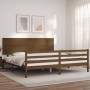 Estructura cama y cabecero madera maciza marrón miel 200x200 cm de vidaXL, Camas y somieres - Ref: Foro24-3195244, Precio: 17...