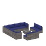 Set de muebles de jardín 12 pzas cojines ratán sintético gris de vidaXL, Conjuntos de jardín - Ref: Foro24-3102838, Precio: 8...