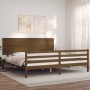 Honey brown solid wood bed frame and headboard 200x200 cm by vidaXL, Beds and slatted bases - Ref: Foro24-3195244, Price: 179...