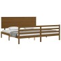 Estructura cama y cabecero madera maciza marrón miel 200x200 cm de vidaXL, Camas y somieres - Ref: Foro24-3195244, Precio: 17...