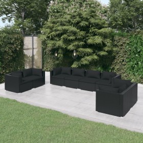 8-teiliges Gartenmöbel-Set und schwarze synthetische Rattankissen von vidaXL, Gartensets - Ref: Foro24-3102280, Preis: 948,63...