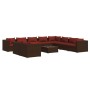 Set de muebles de jardín 11 pzas cojines ratán sintético marrón de vidaXL, Conjuntos de jardín - Ref: Foro24-3102523, Precio:...