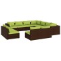 Set de muebles de jardín 11 pzas cojines ratán sintético marrón de vidaXL, Conjuntos de jardín - Ref: Foro24-3102828, Precio:...