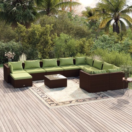 Garden furniture set 11 pieces and brown synthetic rattan cushions by vidaXL, Garden sets - Ref: Foro24-3102692, Price: 1,00 ...