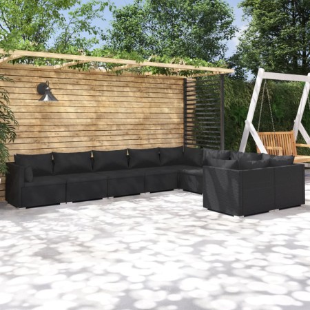 Gartenmöbelset 9-teilig und Kissen Kunststoff Rattan schwarz von vidaXL, Gartensets - Ref: Foro24-3102760, Preis: 1,00 €, Rab...