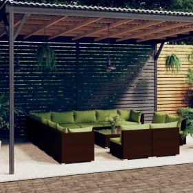 Garden furniture set 14 pieces and brown synthetic rattan cushions by vidaXL, Garden sets - Ref: Foro24-3102868, Price: 1,00 ...