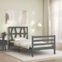 Estructura de cama con cabecero madera maciza gris 100x200 cm de vidaXL, Camas y somieres - Ref: Foro24-3194368, Precio: 106,...