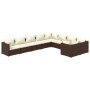 Set muebles de jardín 9 piezas y cojines ratán sintético marrón de vidaXL, Conjuntos de jardín - Ref: Foro24-3102762, Precio:...