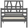 Estructura de cama con cabecero madera maciza gris 100x200 cm de vidaXL, Camas y somieres - Ref: Foro24-3194368, Precio: 106,...