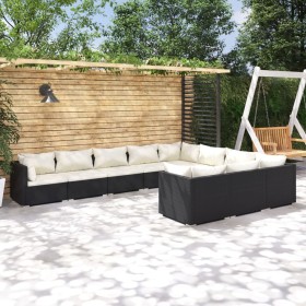 10-teiliges Gartenmöbel-Set und schwarze synthetische Rattankissen von vidaXL, Gartensets - Ref: Foro24-3102775, Preis: 912,5...