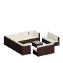 Set de muebles de jardín 12 pzas cojines ratán sintético marrón de vidaXL, Conjuntos de jardín - Ref: Foro24-3102834, Precio:...