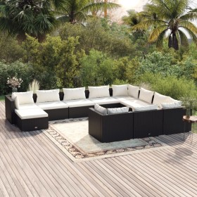 Gartenmöbel-Set 11-teilig, schwarze Kissen aus synthetischem Rattan von vidaXL, Gartensets - Ref: Foro24-3102695, Preis: 895,...