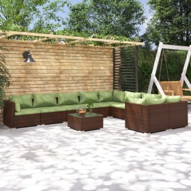 Garden furniture set 10 pieces and brown synthetic rattan cushions by vidaXL, Garden sets - Ref: Foro24-3102772, Price: 960,9...