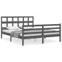 Estructura de cama matrimonio con cabecero madera maciza gris de vidaXL, Camas y somieres - Ref: Foro24-3194838, Precio: 154,...