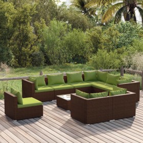 Gartenmöbel Set 10 Stück und Kissen braun synthetisches Rattan von vidaXL, Gartensets - Ref: Foro24-3102652, Preis: 890,99 €,...